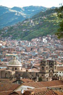 City view Cusco, in front the Iglesia de la Compania de Jesus or Church of the Society of Jesus,