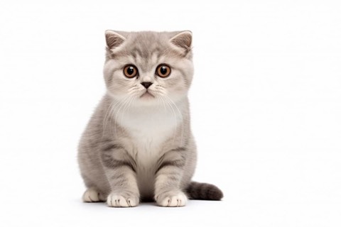 Scottish fold cat on white background. KI generiert, generiert AI generated