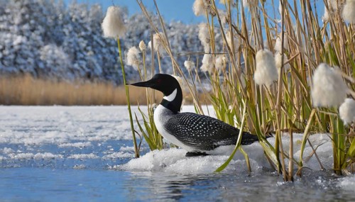 Ai generated, animal, animals, bird, birds, biotope, habitat, a, individual, swims, waters, reeds,