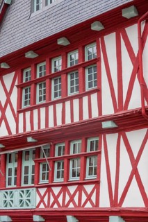 Half-timbered house, half-timbered house facade, historic old town, Morlaix, Departements