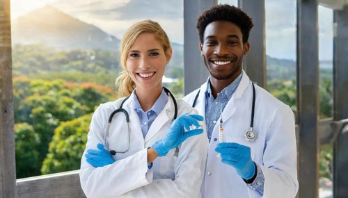 Ai generated, RF, woman, woman, man, men, doctor, female doctor, two, 30-35, years, attractive,
