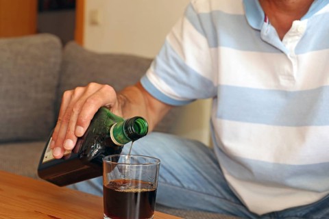 Alcoholic gets drunk at home
