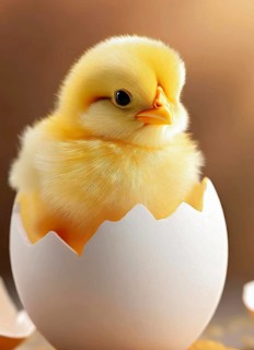 Cute little chick hatching from an egg, Easter chick, baby animal, AI generated, AI generated