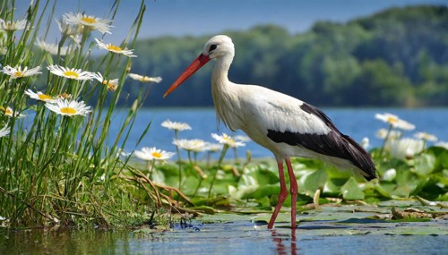 Ai generated, animal, animals, bird, birds, biotope, habitat, a, individual, swims, waters, reeds,