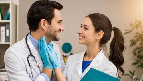AI generated, RF, woman, woman, man, men, doctor, female doctor, two, 30-35, years, attractive,