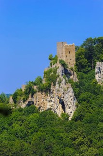 Ruin Reussenstein, ruin of a rock castle above Neidlingen, rock above the Neidlingen valley,