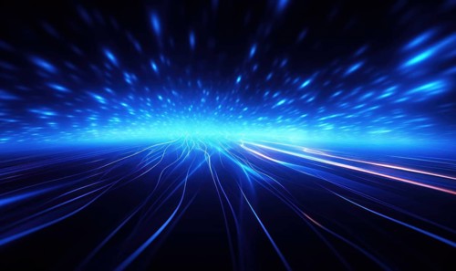 Abstract blue light rays emanating with a feeling of speed and futuristic energy AI generated