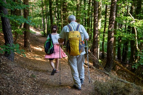 Couple hiking in the forest