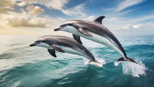 AI generated, animal, animals, mammal, mammals, biotope, habitat, two, foraging, wildlife, dolphin,