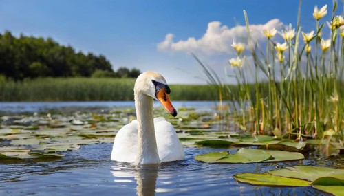 Ai generated, animal, animals, bird, birds, biotope, habitat, one, individual, swims, waters,