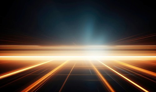 Abstract technology background with blue and red glowing lines and bokeh AI generated
