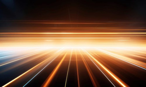 Abstract technology background with blue and red glowing lines and bokeh AI generated