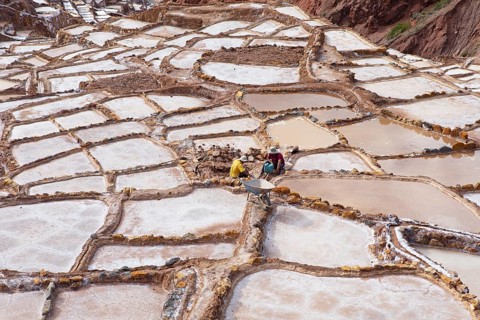 Salineras de Maras or salt mines of Maras, Cusco region, Peru, South America