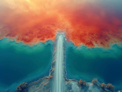 Salt lake for lithium extraction in South America, AI generated