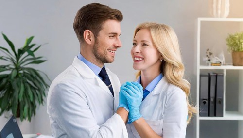 AI generated, RF, woman, woman, man, men, doctor, female doctor, two, 30-35, years, attractive,