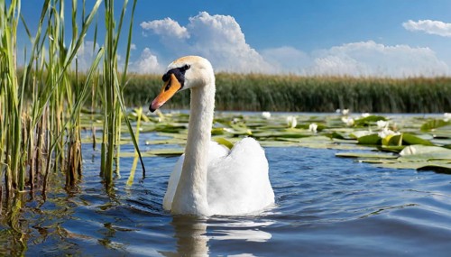 Ai generated, animal, animals, bird, birds, biotope, habitat, one, individual, swims, waters,
