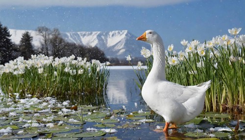 Ai generated, animal, animals, bird, birds, biotope, habitat, an, individual, swims, waters, reeds,