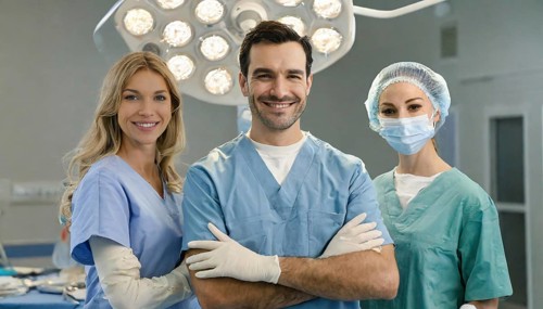 AI generated, RF, woman, woman, man, doctor, doctor team, team, 30, years, attractive, attractive,
