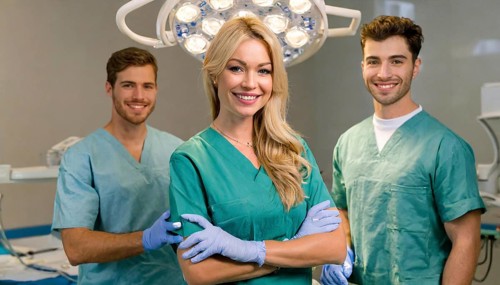AI generated, RF, woman, woman, man, doctor, doctor team, team, 30, years, attractive, attractive,