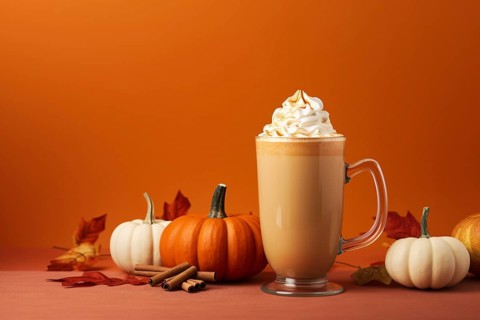 Pumpkin spice latte with cream. KI generiert, generiert AI generated