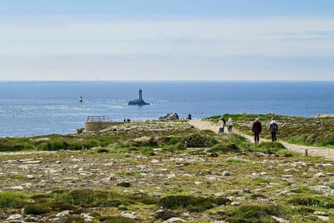Atlantic Ocean in front of the rocks at Pointe du Raz, Plogoff, Finistere, Brittany, France, Europe