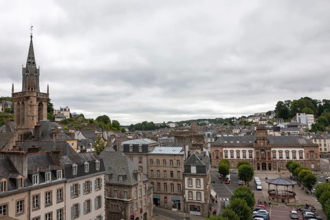 Town view of Morlaix in the north of the Departement Finistere, Brittany, France, Europe