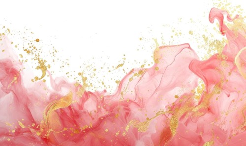 Pink and gold abstract texture background. Marbling artwork texture. Pink quartz ripple pattern.