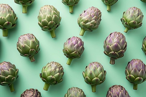 Top view of artichokes. KI generiert, generiert AI generated