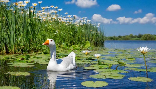 Ai generated, animal, animals, bird, birds, biotope, habitat, a, individual, swims, waters, reeds,