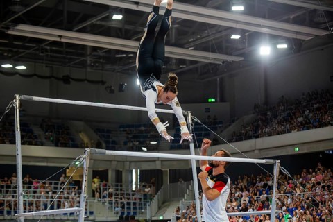 Heidelberg, 9 September 2023: Women's apparatus gymnastics national competition in the SNP Dome in