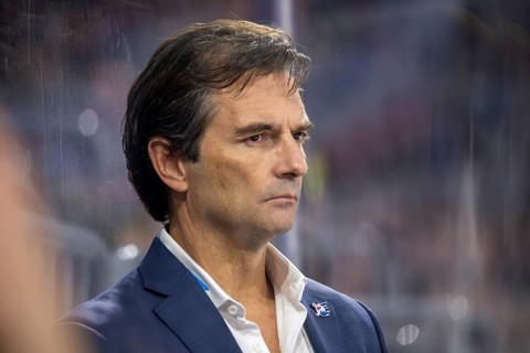 Coach Dallas Eakins (Adler Mannheim) on match day 41 of the 2023/2024 DEL (German Ice Hockey