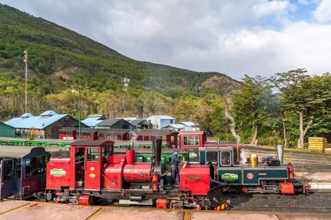 Steam locomotives and carriages of the historic convict railway Train to the End of the World,