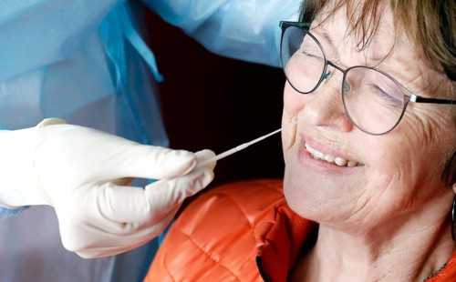 A woman is tested in a Corona rapid test centre, Eberswalde, 17.03.2021