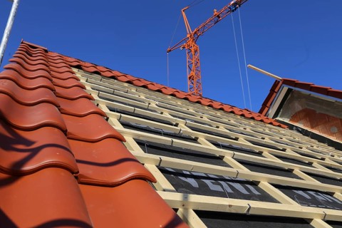 Roofing work, re-roofing of a tiled roof (Mutterstadt, Rhineland-Palatinate)