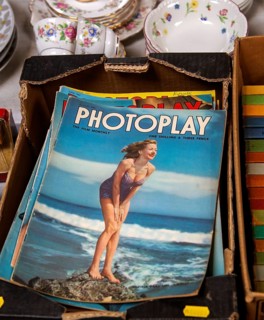 Pile of Photoplay, the Film Monthly, magazine on display at auction