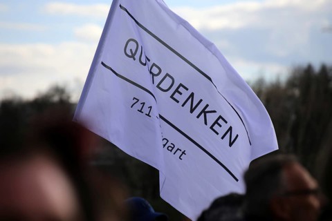 Lateral thinker demonstration in Stuttgart. The motto of the demonstration was Fundamental rights