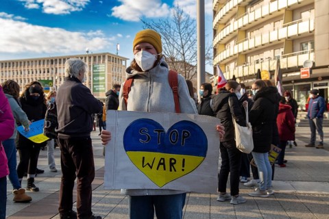 Peace demonstration against the war in Ukraine in the cities of Ludwigshafen and Mannheim with a