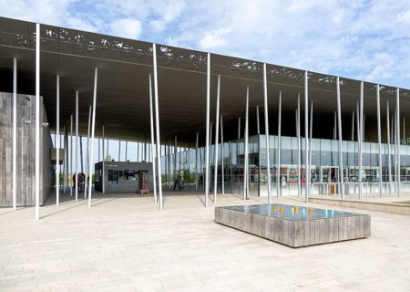 New visitor centre building designed by Denton Corker Marshall 2013, Stonehenge, Wiltshire,