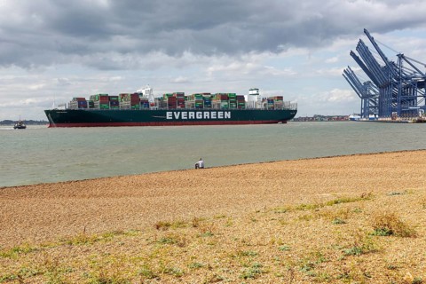 Evergreen Ever Govern one of the world's largest container ships making maiden call at Port of