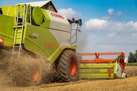 Grain harvest near Hockenheim, Baden-Wuerttemberg