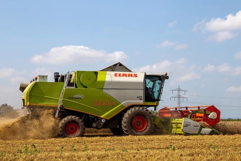 Grain harvest near Hockenheim, Baden-Wuerttemberg