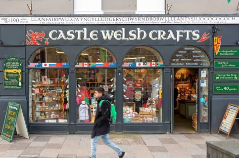 Castle Welsh Crafts souvenir shop, city centre of Cardiff, South Wales, UK