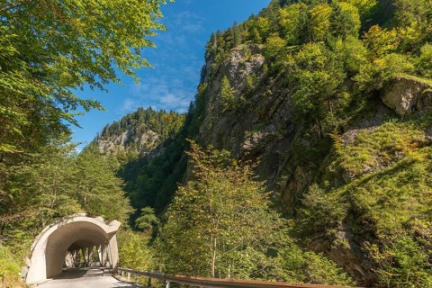 Mountain village Ebnit, municipality Dornbirn, tunnel, valley Ebniter Arche, Bregenzerwald,