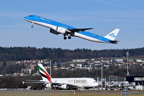 Aircraft KLM Cityhopper, Embraer E195-E2, PH-NXP, Zurich Kloten, Switzerland, Europe