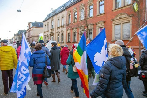 Demonstration in Landau in der Pfalz in favour of peace negotiations, affordable energy and living