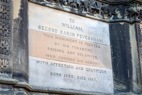 Monument plaque Statue monument of William Duncombe second baron Feversham 1798- 1867, Helmsley,