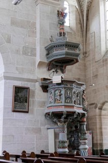 Pulpit, Cistercian monastery Bebenhausen, Tuebingen, Baden-Wuerttemberg, Germany, Europe