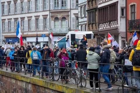 Strasbourg, France: Large demonstration for freedom against the corona measures and the vaccination