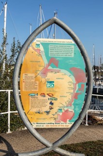 Information board map Eastern Inshore Fisheries Conservation Authority, Ipswich, England, Suffolk,
