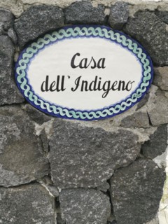 Stromboli volcano as motif on house sign, Stromboli Island, Lipari Islands, Italy, Europe